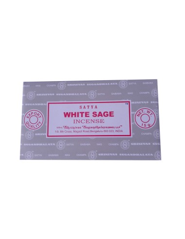 Photo de Boite d'encens 12 étuis de 15 grammes SATYA WHITE SAGE - Encens.fr - Boutique ésotérique en ligne - vente de Boite d'en