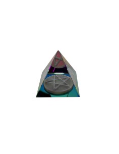 Photo de Pyramide en cristal avec symbole pentagramme sur la base 5cm - Encens.fr - Boutique ésotérique en ligne - vente de Pyra