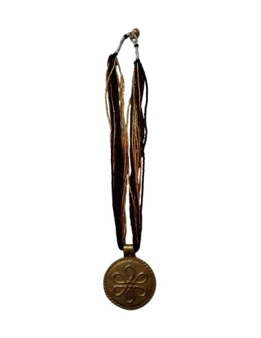 Photo de Collier en perle dorée et marron avec amulette fleur - Encens.fr - Boutique ésotérique en ligne - vente de Collier en p