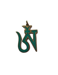 Photo de Amulette tibétaine OM sanskrit turquoise - Encens.fr - Boutique ésotérique en ligne - vente de Amulette tibétaine OM sa