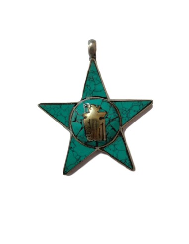 Photo de Amulette étoile émail poudre de turquoise - Encens.fr - Boutique ésotérique en ligne - vente de Amulette étoile émail p