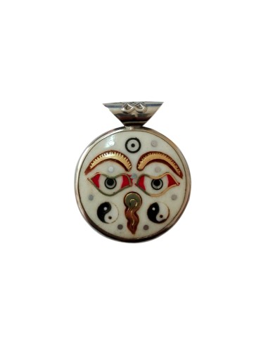 Photo de Amulette double en émail masque de Bouddha - Encens.fr - Boutique ésotérique en ligne - vente de Amulette double en éma