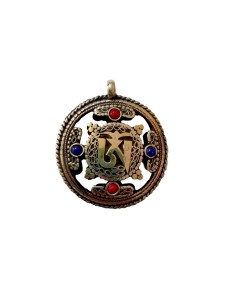 Amulette double Om sanscrit en métal doré grand modèle