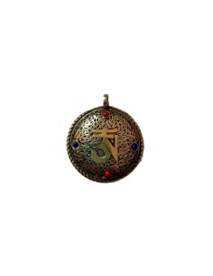 Photo de Amulette double Om sanscrit en métal doré petit modèle - Encens.fr - Boutique ésotérique en ligne - vente de Amulette d