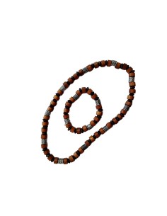Photo de Parure ethnique bois clair et  argenté - Encens.fr - Boutique ésotérique en ligne - vente de Parure ethnique bois clair