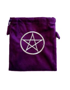 Bourse de rangement velour violette Pentagramme