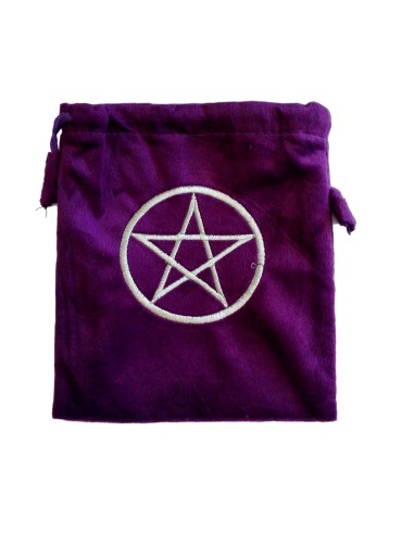 Bourse de rangement velour violette Pentagramme 