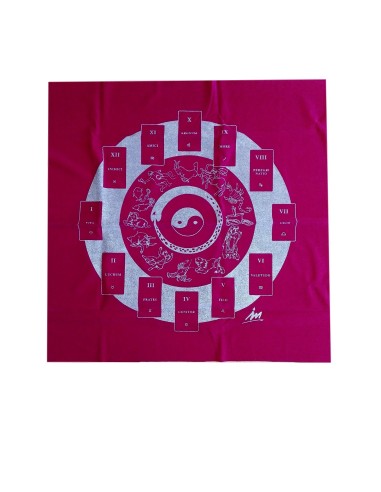 Photo de Tapis de tirage de cartomancie rouge Yin & Yang - Encens.fr - Boutique ésotérique en ligne - vente de Tapis de tirage d