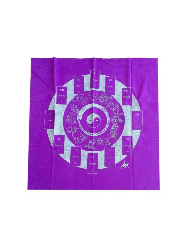 Photo de Tapis de tirage de cartomancie violet Yin & Yang - Encens.fr - Boutique ésotérique en ligne - vente de Tapis de tirage 