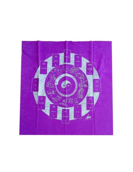 Photo de Tapis de tirage de cartomancie violet Yin & Yang - Encens.fr - Boutique ésotérique en ligne - vente de Tapis de tirage 