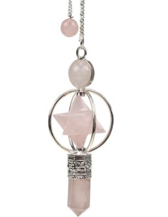 Pendule merkaba en pierre semi précieuse quartz rose