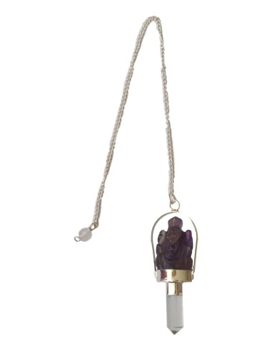 Photo de Pendule Ganesh améthyste et pointe de cristal - Encens.fr - Boutique ésotérique en ligne - vente de Pendule Ganesh amét