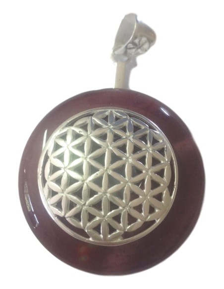 Photo de Pendentif donut avec fleur de vie en mokaite - Encens.fr - Boutique ésotérique en ligne - vente de Pendentif donut avec