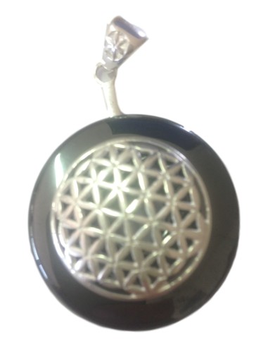 Photo de Pendentif donut avec fleur de vie en hématite - Encens.fr - Boutique ésotérique en ligne - vente de Pendentif donut ave