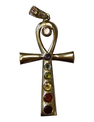 Photo de Pendentif 7 chakras croix Ankh - Encens.fr - Boutique ésotérique en ligne - vente de Pendentif 7 chakras croix Ankh