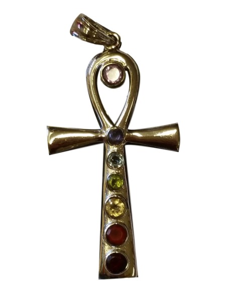 Photo de Pendentif 7 chakras croix Ankh - Encens.fr - Boutique ésotérique en ligne - vente de Pendentif 7 chakras croix Ankh