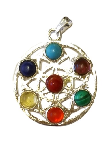 Photo de Pendentif 7 chakras Fleur - Encens.fr - Boutique ésotérique en ligne - vente de Pendentif 7 chakras Fleur