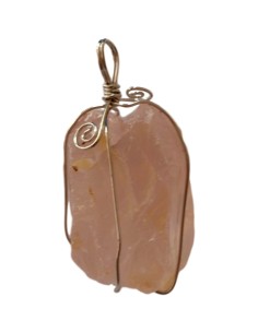 Photo de pendentif brut enchassé en quartz rose - Encens.fr - Boutique ésotérique en ligne - vente de pendentif brut enchassé en