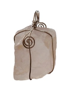 Photo de pendentif brut enchassé en cristal de roche - Encens.fr - Boutique ésotérique en ligne - vente de pendentif brut enchas