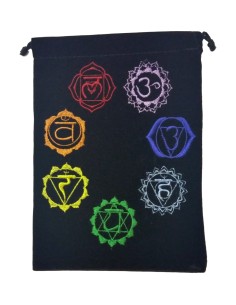 Photo de Bourse de rangement velour noire symboles 7 chakras - Encens.fr - Boutique ésotérique en ligne - vente de Bourse de ran