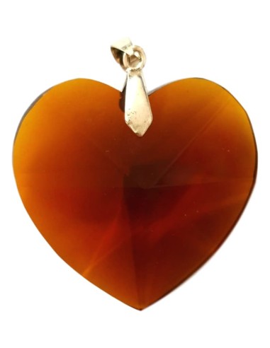 Photo de Pendentif Coeur en cristal marron type Swarovski - Encens.fr - Boutique ésotérique en ligne - vente de Pendentif Coeur 