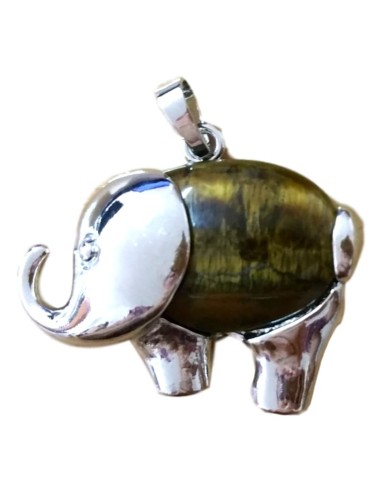 Photo de Pendentif éléphant en oeil de tigre - Encens.fr - Boutique ésotérique en ligne - vente de Pendentif éléphant en oeil de