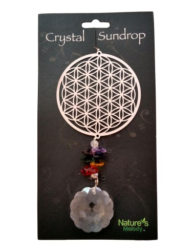 Photo de Suspension Fleur de vie avec cristaux 7 chakras - Encens.fr - Boutique ésotérique en ligne - vente de Suspension Fleur 