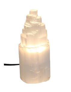 Photo de Lampe minérale en sélénite 15 cm - Encens.fr - Boutique ésotérique en ligne - vente de Lampe minérale en sélénite 15 cm