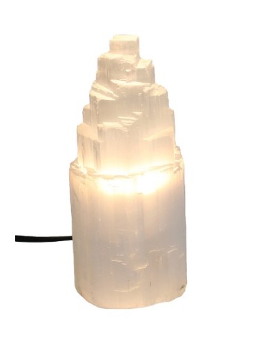 Photo de Lampe minérale en sélénite 15 cm - Encens.fr - Boutique ésotérique en ligne - vente de Lampe minérale en sélénite 15 cm