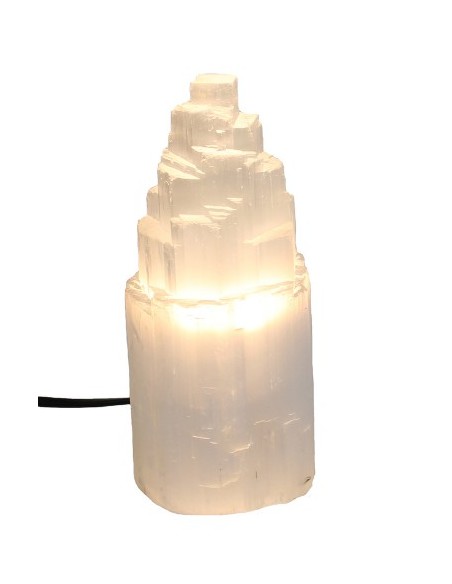 Photo de Lampe minérale en sélénite 15 cm - Encens.fr - Boutique ésotérique en ligne - vente de Lampe minérale en sélénite 15 cm