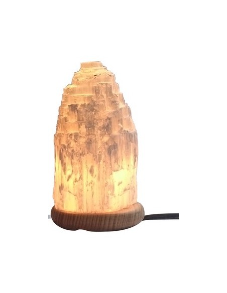 Photo de Lampe minérale en sélénite 20 cm avec socle - Encens.fr - Boutique ésotérique en ligne - vente de Lampe minérale en sél
