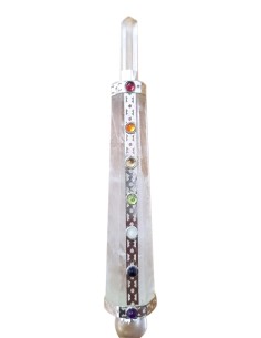 Photo de Baguette des 7 chakras en cristal de roche - Encens.fr - Boutique ésotérique en ligne - vente de Baguette des 7 chakras