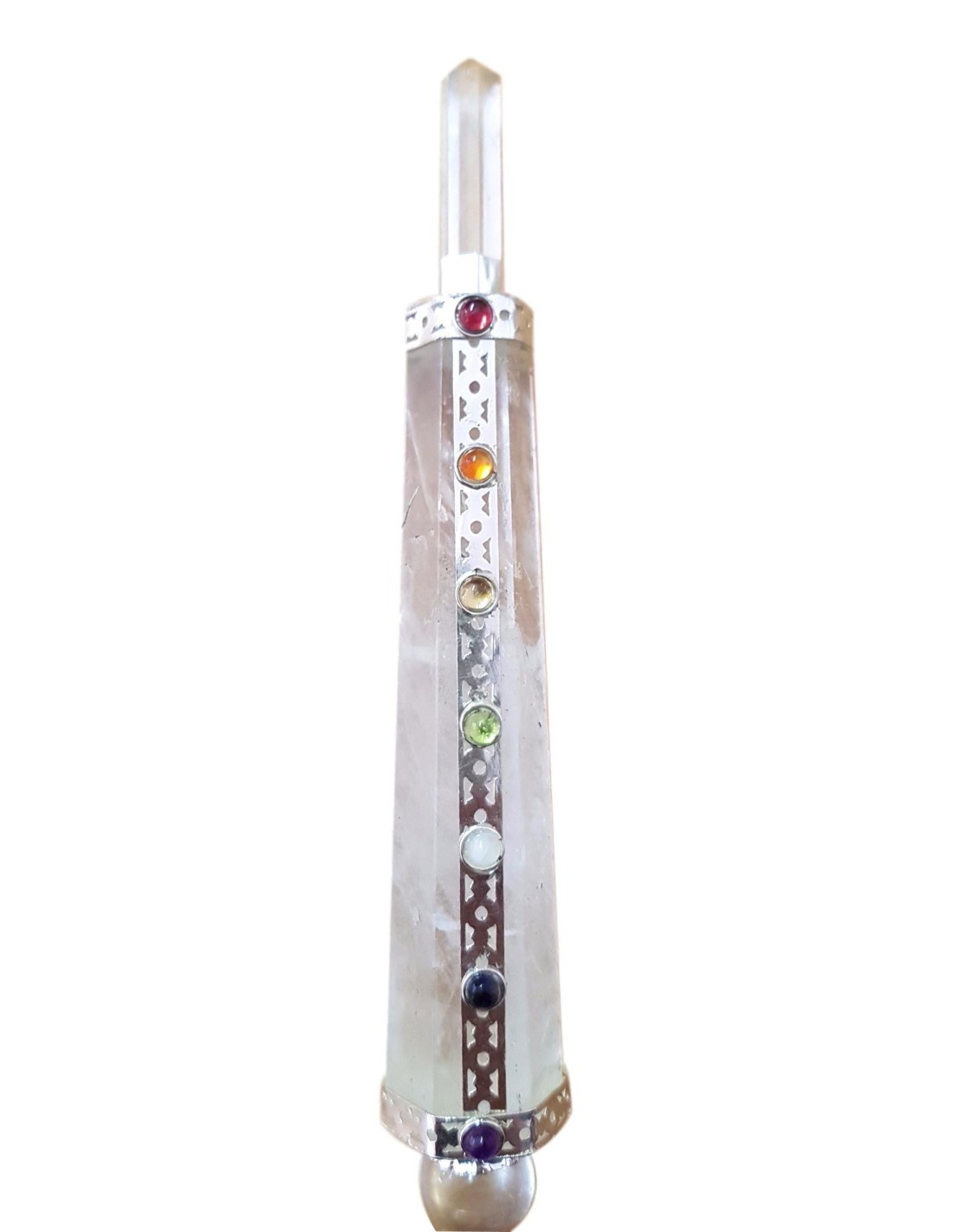 Baguette des 7 chakras en cristal de roche pas cher -  - Boutique  ésotérique en ligne