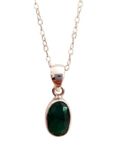 Photo de Pendentif cerclé en argent et emeraude avec sa chaîne - Encens.fr - Boutique ésotérique en ligne - vente de Pendentif c