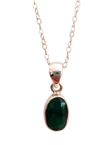 Photo de Pendentif cerclé en argent et emeraude avec sa chaîne - Encens.fr - Boutique ésotérique en ligne - vente de Pendentif c