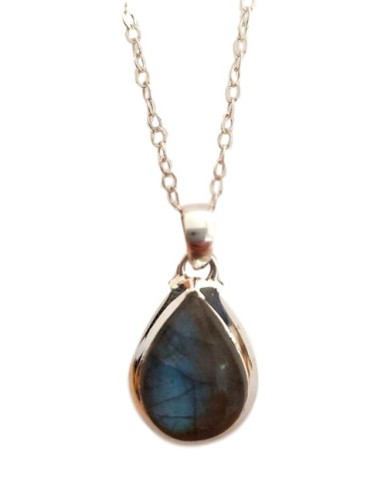 Photo de Pendentif cerclé en argent et labradorite avec sa chaîne - Encens.fr - Boutique ésotérique en ligne - vente de Pendenti