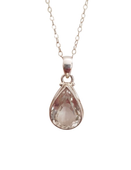 Photo de Pendentif cerclé en argent et cristal faceté avec sa chaîne - Encens.fr - Boutique ésotérique en ligne - vente de Pende
