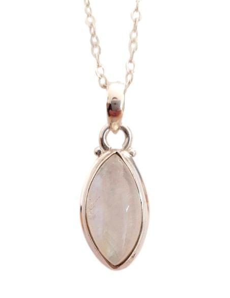 Photo de Pendentif cerclé en argent et pierre de lune avec sa chaîne - Encens.fr - Boutique ésotérique en ligne - vente de Pende