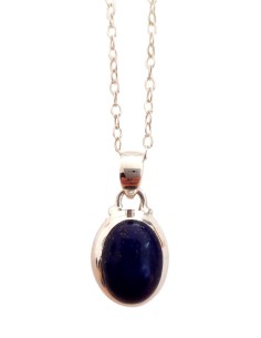 Photo de Pendentif cerclé en argent et lapi lazuli avec sa chaîne - Encens.fr - Boutique ésotérique en ligne - vente de Pendenti
