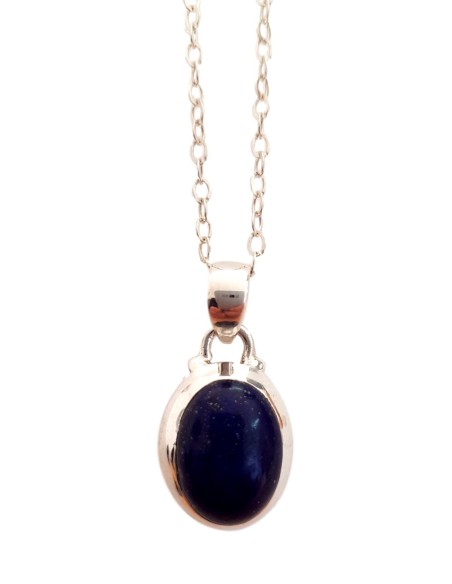 Photo de Pendentif cerclé en argent et lapi lazuli avec sa chaîne - Encens.fr - Boutique ésotérique en ligne - vente de Pendenti