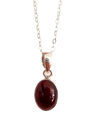 Photo de Pendentif cerclé en argent et hessonite avec sa chaîne - Encens.fr - Boutique ésotérique en ligne - vente de Pendentif 