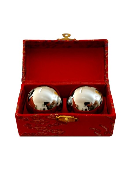 Coffret boules de relaxation argentées