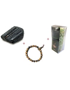 Photo de Coffret protection : Tourmaline noire + Bracelet + Bougie - Encens.fr - Boutique ésotérique en ligne - vente de Coffre