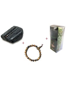 Photo de Coffret protection : Tourmaline noire + Bracelet  + Bougie - Encens.fr - Boutique ésotérique en ligne - vente de Coffre