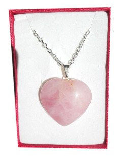 Photo de Pendentif coeur en Quartz rose avec sa chaîne en argent - Encens.fr - Boutique ésotérique en ligne - vente de Pendentif