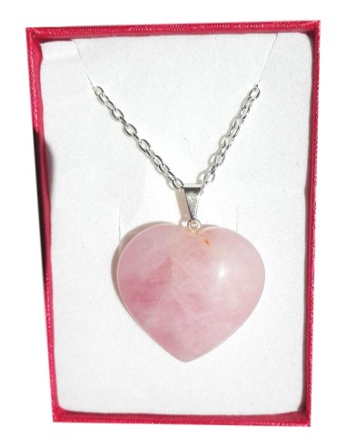 Photo de Pendentif coeur en Quartz rose avec sa chaîne en argent - Encens.fr - Boutique ésotérique en ligne - vente de Pendentif