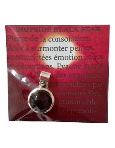 Photo de Pendentif cerclé argent en Diopside black star - Encens.fr - Boutique ésotérique en ligne - vente de Pendentif cerclé a