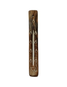 Photo de Porte encens en bois marron avec décoration fantaisie - Encens.fr - Boutique ésotérique en ligne - vente de Porte encen