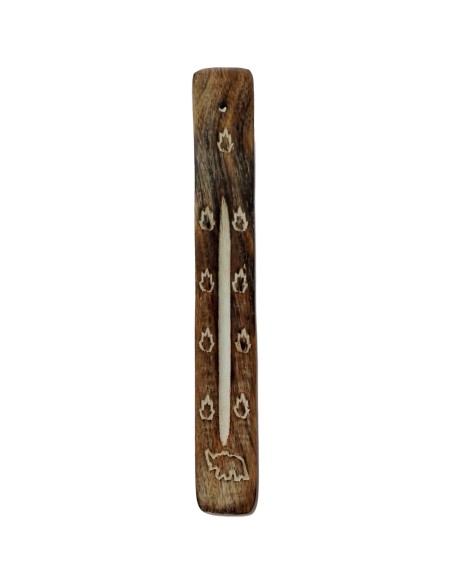 Photo de Porte encens en bois marron avec décoration fantaisie - Encens.fr - Boutique ésotérique en ligne - vente de Porte encen