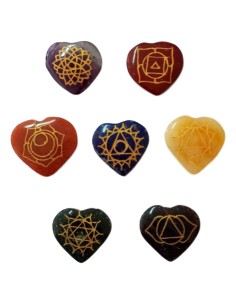 Photo de Pochette des 7 chakras palets en coeur - Encens.fr - Boutique ésotérique en ligne - vente de Pochette des 7 chakras pal